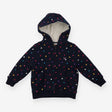 Hoodie Fleece Lined Navy Multicolour Spots