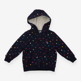 Hoodie Fleece Lined Navy Multicolour Spots