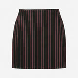Skirt Pinstripe Stretch Pull On Pencil Black