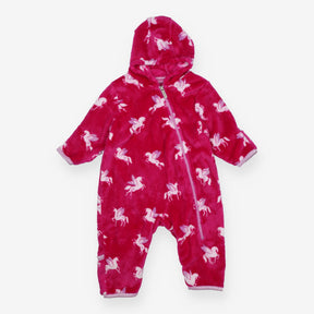 Fleece Snugglesuit Pink with Unicorns