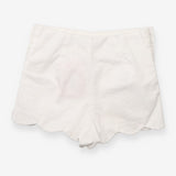White Cord Shorts Scallop Edges