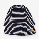Navy striped jersey dress with bee