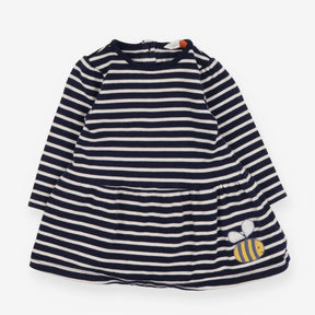 Navy striped jersey dress with bee