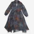 Sheer Snake Print Shirt Dress Navy Rust