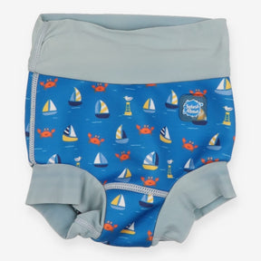 Swim nappy blue boats crabs grey edging