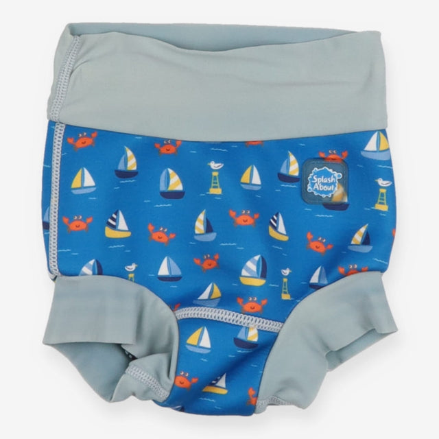Swim nappy blue boats crabs grey edging