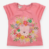 T-shirt pink lion with flowers