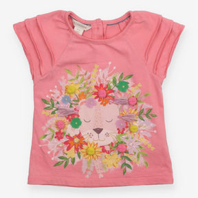 T-shirt pink lion with flowers