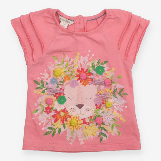 T-shirt pink lion with flowers