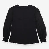 Reiss Black Long‑Sleeve Blouse – Silver Hardware C