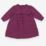Dress Purple and Pink Stripe with Ruffle Buttoned 