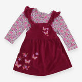 Purple Cord Pinafore Dress and Ditsy Floral Tee 