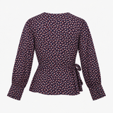 Rainbow Wrap Top Navy Long Sleeve