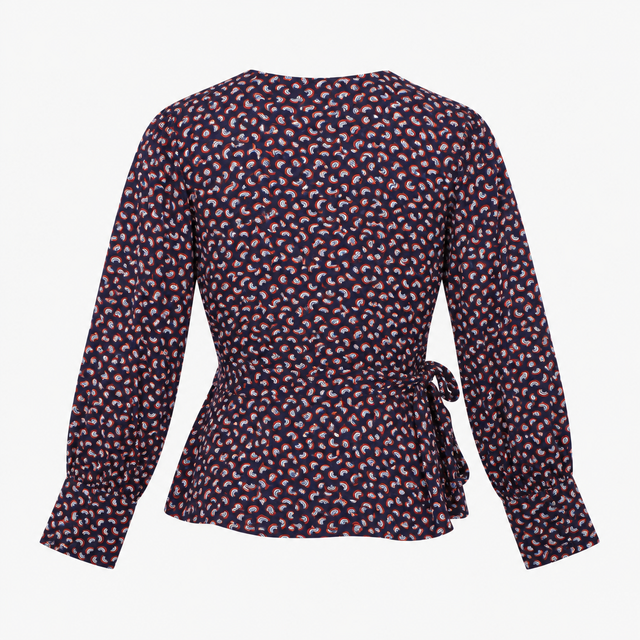 Rainbow Wrap Top Navy Long Sleeve