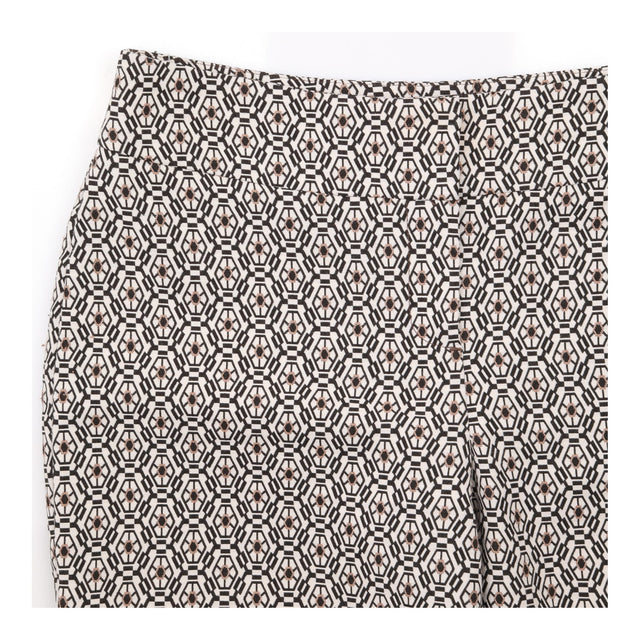 Geometric Jacquard Slim Leg Trousers Black White