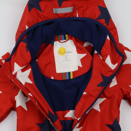 fleece lined Puddlesuit red with blue and white st
