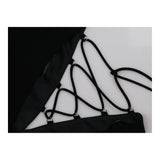 Karen Millen Black Lace Up V-Neck Midi Dress Belte