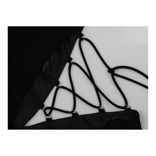 Karen Millen Black Lace Up V-Neck Midi Dress Belte