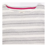Grey White Stripe Long Sleeve Breton Boat Neck Top