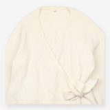 Wrap Cardigan Cream Textured Wool Blend Tie Waist