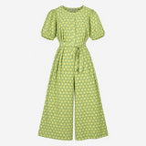 Green Yellow Sunburst Print Lyocell Linen Blend To