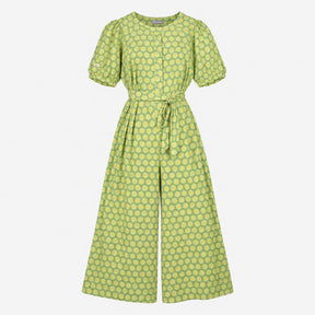 Green Yellow Sunburst Print Lyocell Linen Blend To