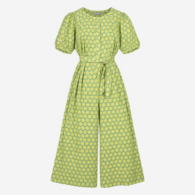 Green Yellow Sunburst Print Lyocell Linen Blend To