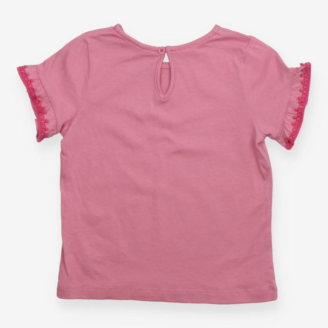Tee Pink SS lace sleeve edging