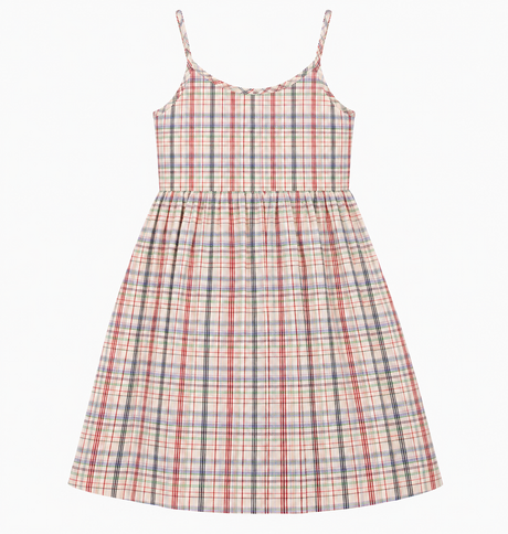 Cream Check Strappy Cami Midi Dress
