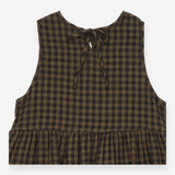 Dress Brown Black Gingham Cotton Smock Maxi