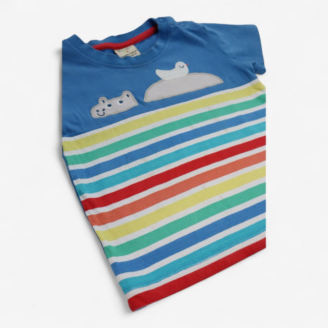 T-Shirt Short Sleeve Rainbow Stripes and Hippo
