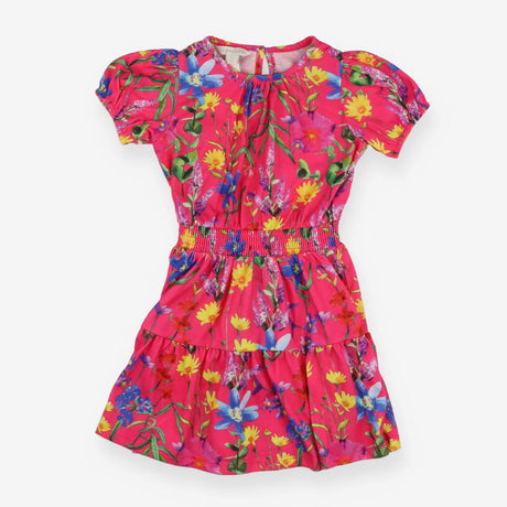 Dress jersey hot pink large flowers SS