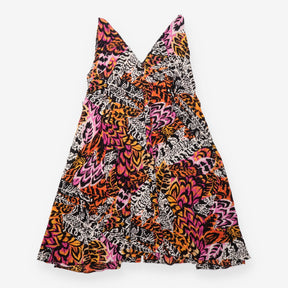 Maxi Dress Multicolour Animal Print Deep V Neck Sl