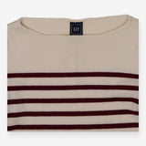 Sweater boat neck with maroon stripe