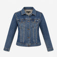 Mid Blue Wash Stretch Cotton Button Front Classic 