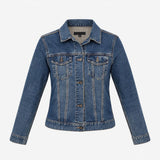 Mid Blue Wash Stretch Cotton Button Front Classic 
