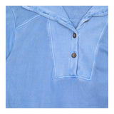 Cornflower Blue 100% Cotton Button High Neck Long 