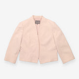 Blush Pink Collarless Tailored Blazer Jacket