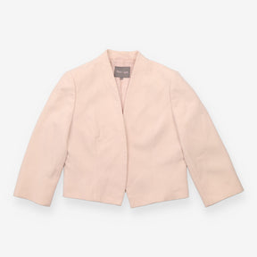 Blush Pink Collarless Tailored Blazer Jacket