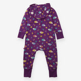 Hooded Onesie Purple with Hedgehogs