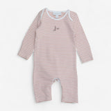 Sleepsuit Pink and White Stripe with Leaf Applique