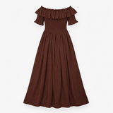 Dress Off Shoulder Shirred Ruffle Bardot Midi