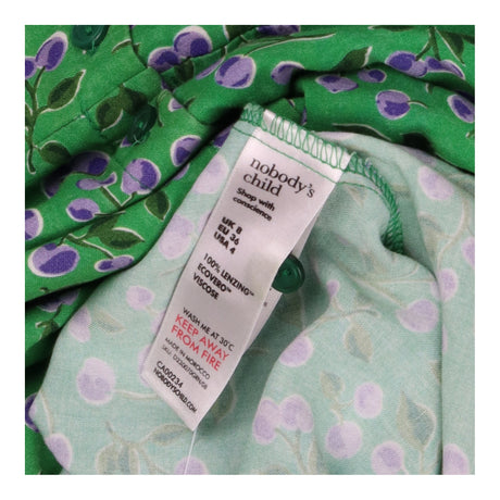 Maxi Dress Green Purple Berry Print Button Front