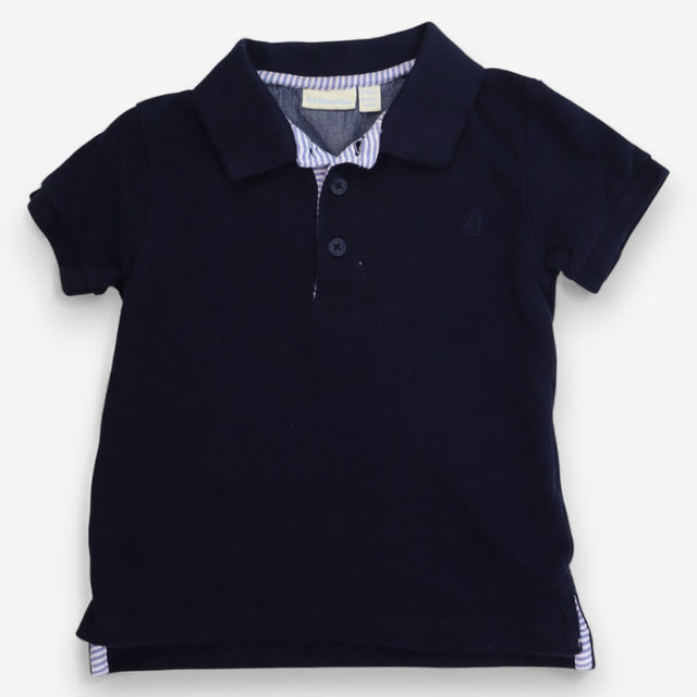 Polo Shirt SS Navy Stripe Lining