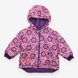Reversible Coat Purple Floral Print