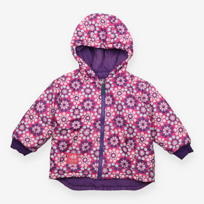 Reversible Coat Purple Floral Print