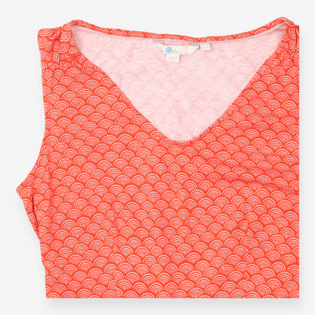 Red Scallop Print Sleeveless Jersey Dress