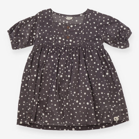 Cord Dress Grey with Cuffed Short Sleeves 