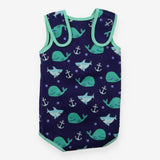 Swimbuds Wetsuit Navy with Green Trim Whales and S