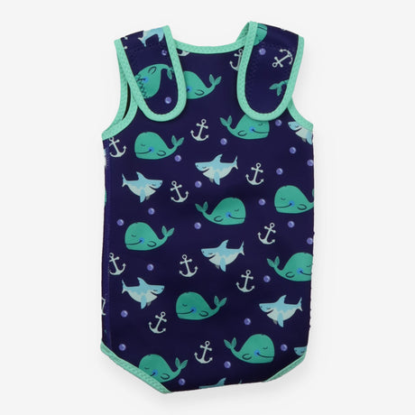 Swimbuds Wetsuit Navy with Green Trim Whales and S